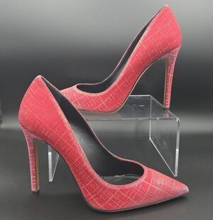 THE SELLER Women's Size 9 Reflective Shiny Red Pumps EU Size 39 Textile
